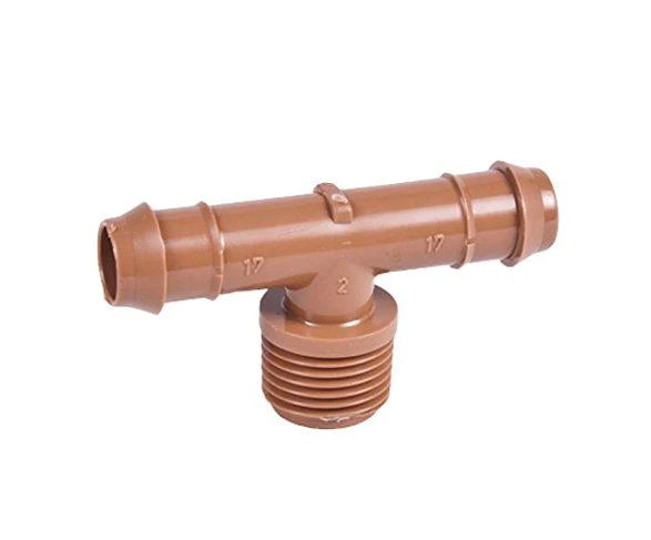 1/2" male adapter tee x barb .600" ID (17 mm) (Brown)