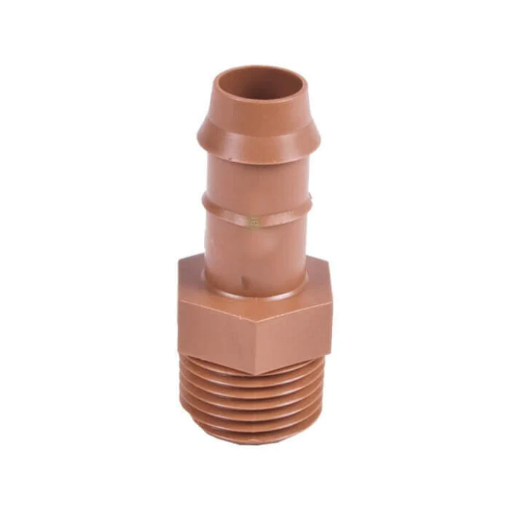1/2" male adapter x barb .600" ID (17 mm) (Brown)