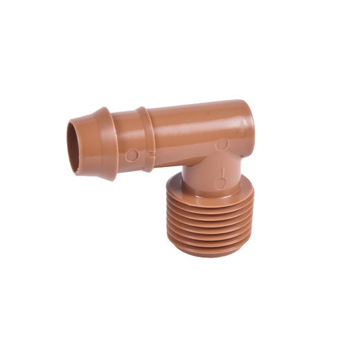 1/2" male adapter Elbow x barb .600" ID (17 mm) (Brown)