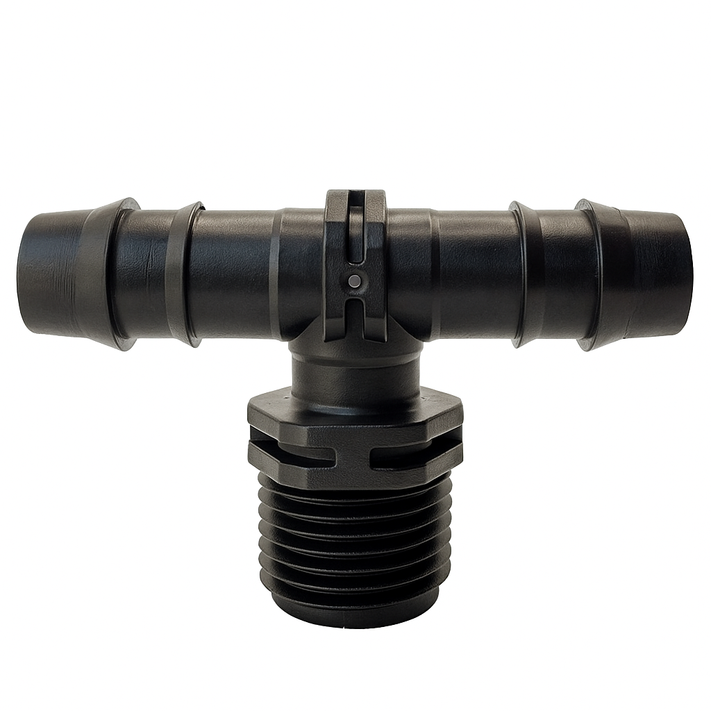 Conectores de púas de 1/2" – Conectores de plástico negro duraderos para riego (0,520" DI / 16 mm) (Paquete de 10)