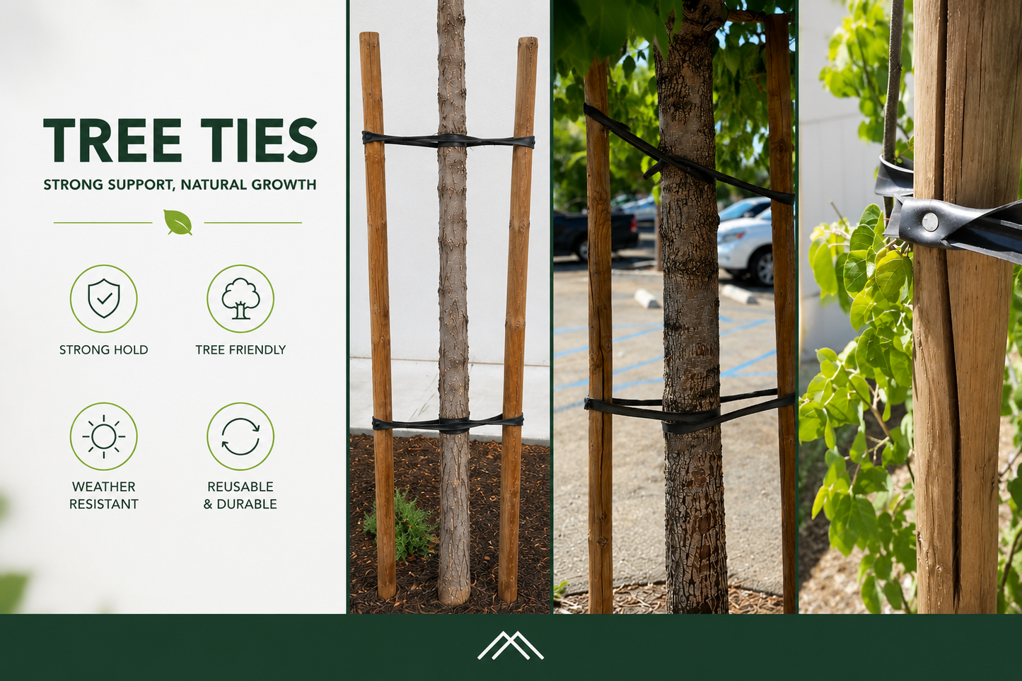 Ataduras de árbol de 32" – Correas ajustables de alta resistencia para soporte de plantas | (Paquete de 10 / 20)