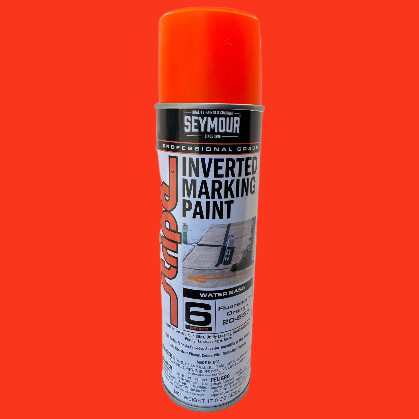 Construction-Grade Orange Spray Paint - High Visibility Marking for Landscaping, Surveying, and Construction Sites - 17oz Can
