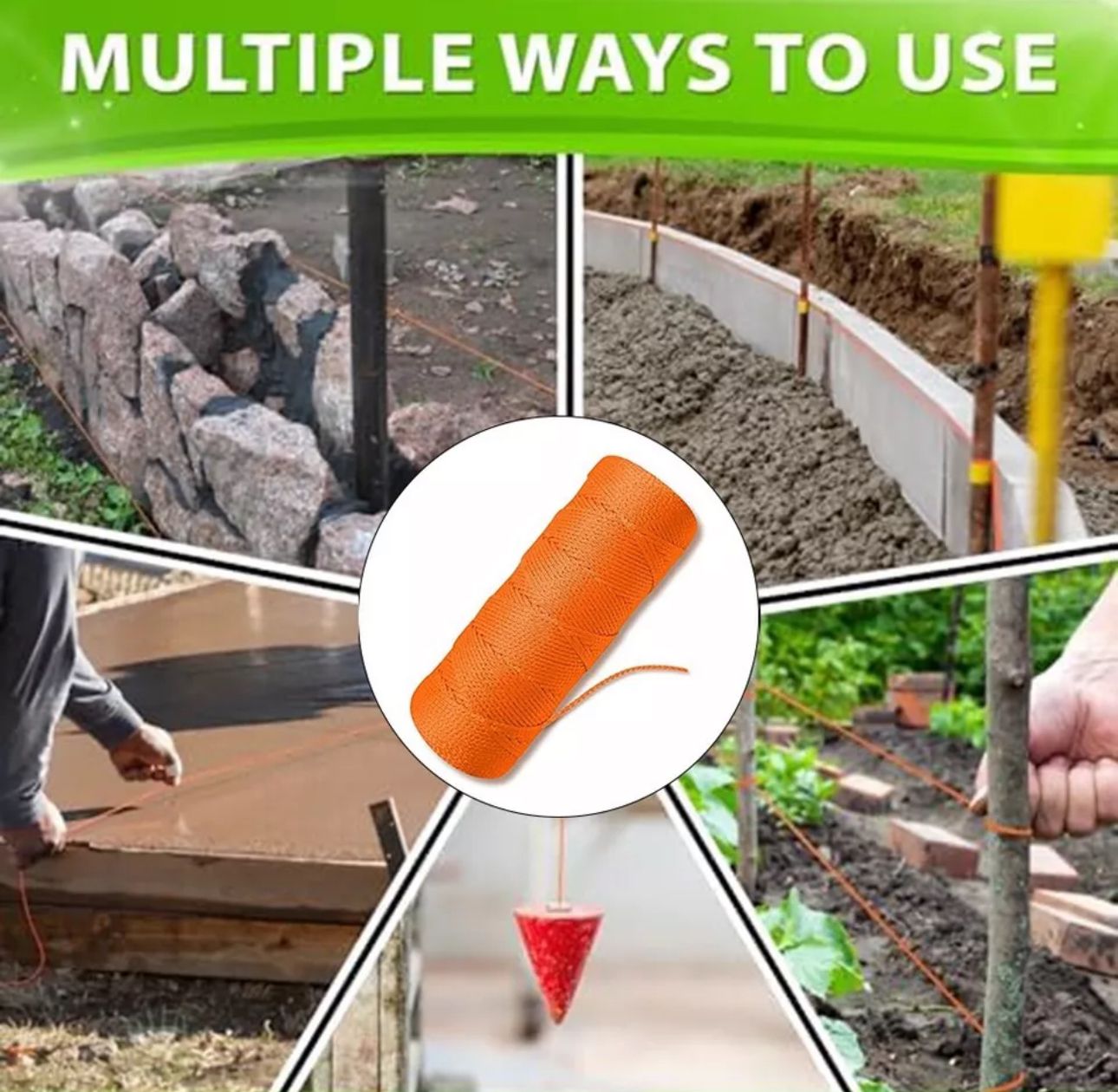 High-Visibility Construction Twine: Orange, 500 ft ( 1 Unit)