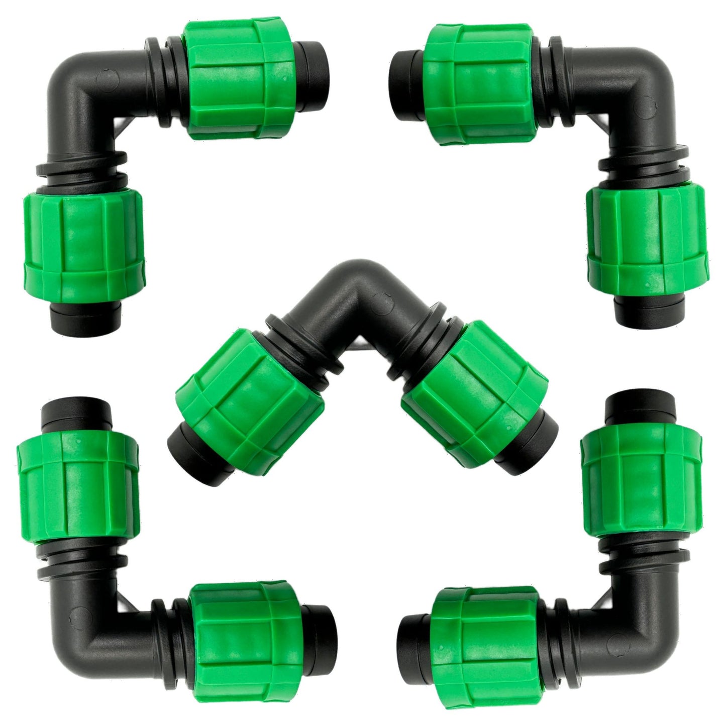 1/2" Drip Irrigation Fittings – Locking Couplings, Elbows & Tees for 16-17mm Tubing (10, 20, or 50 Pack)