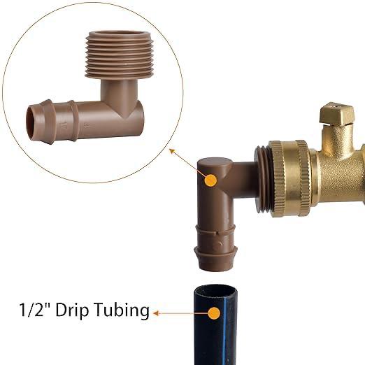 1/2" male adapter Elbow x barb .600" ID (17 mm) (Brown)