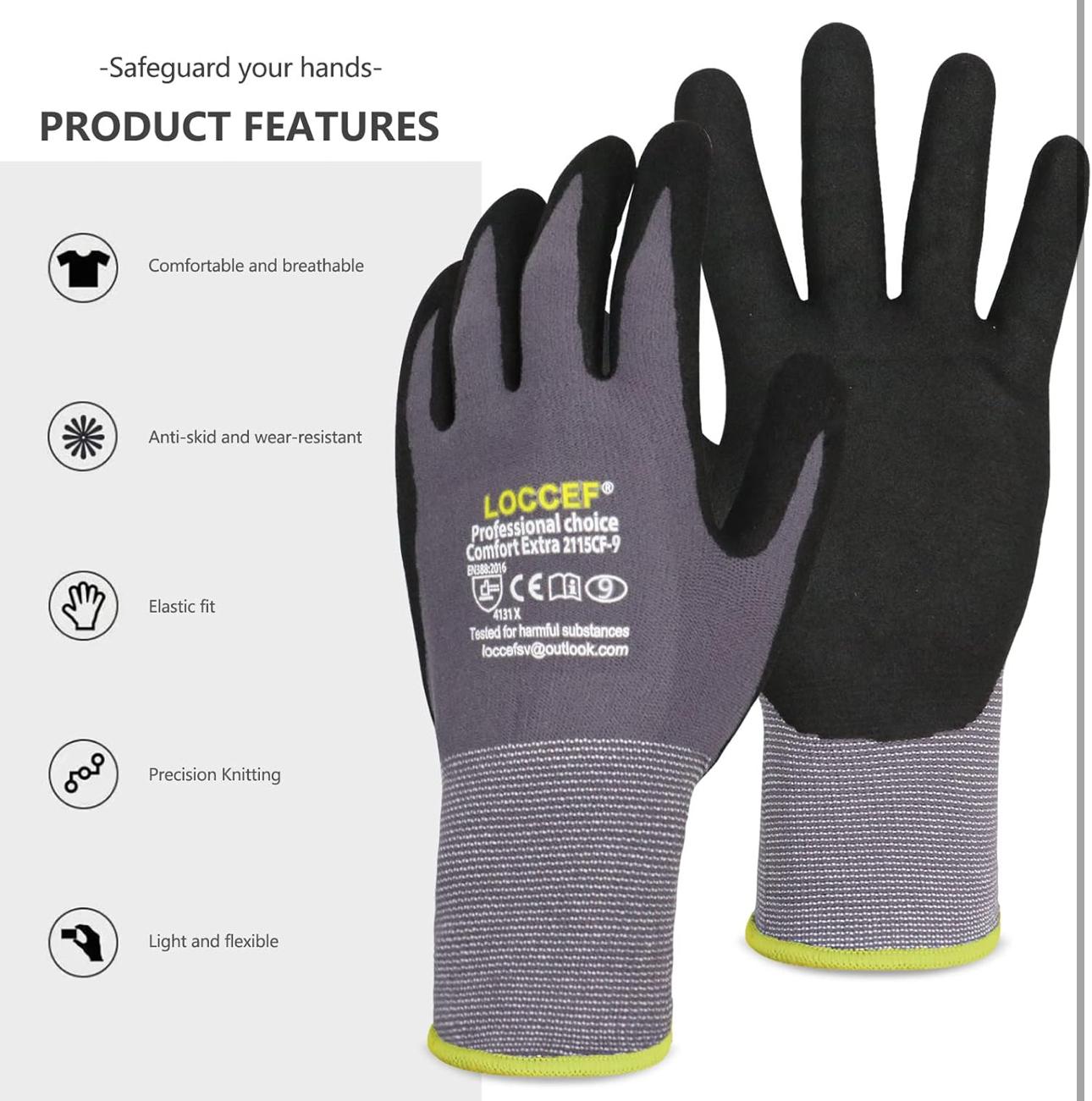 MONARCA SUPPLIES Ultra-Thin Polyurethane Palm Coated Glove with 13-Gauge Nylon/Polyester Shell, Black (Pack of 12)