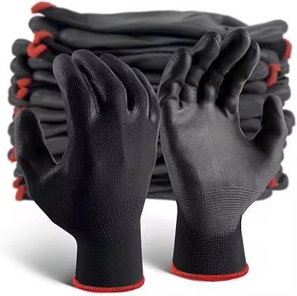 MONARCA SUPPLIES Ultra-Thin Polyurethane Palm Coated Glove with 13-Gauge Nylon/Polyester Shell, Black (Pack of 12)