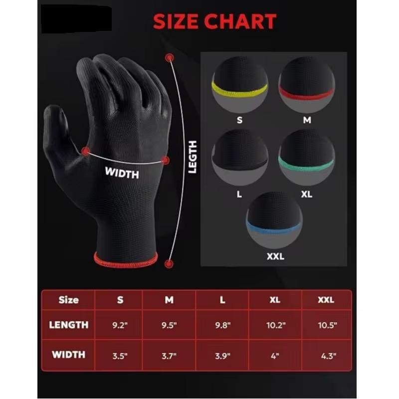 MONARCA SUPPLIES Ultra-Thin Polyurethane Palm Coated Glove with 13-Gauge Nylon/Polyester Shell, Black (Pack of 12)
