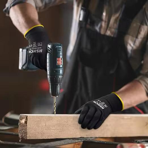 MONARCA SUPPLIES Ultra-Thin Polyurethane Palm Coated Glove with 13-Gauge Nylon/Polyester Shell, Black (Pack of 12)