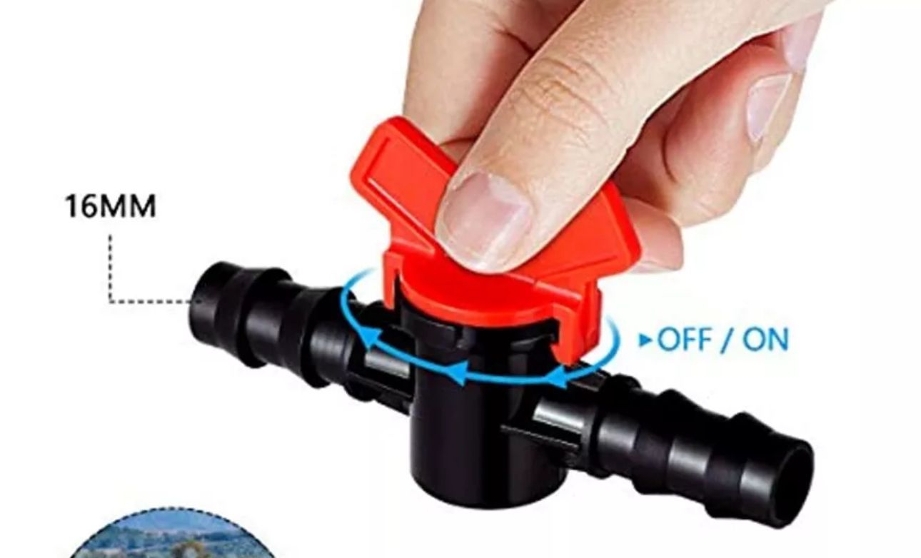 1/2" Inch Barbed Shut Off Valve for Drip Tubing and Water Lines (16mm) (Red/Black) (10 pack)
