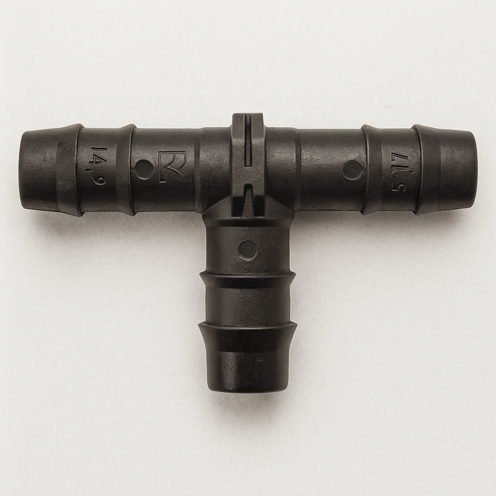 Conectores de púas de 1/2" – Conectores de plástico negro duraderos para riego (0,520" DI / 16 mm) (Paquete de 10)