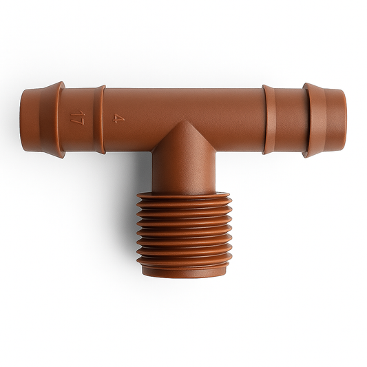 1/2" Barbed Fittings – Brown Plastic Connectors for Drip Irrigation (.600” ID / 17 mm) (10 Pack)