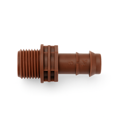 1/2" Barbed Fittings – Brown Plastic Connectors for Drip Irrigation (.600” ID / 17 mm) (10 Pack)