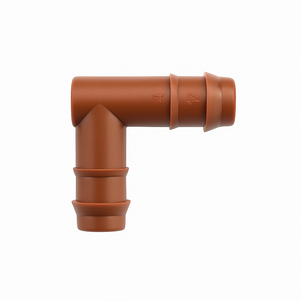 1/2" Barbed Fittings – Brown Plastic Connectors for Drip Irrigation (.600” ID / 17 mm) (10 Pack)