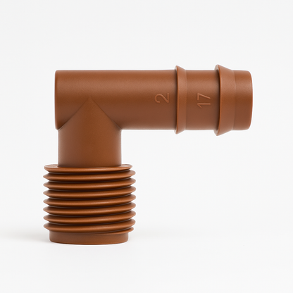 1/2" Barbed Fittings – Brown Plastic Connectors for Drip Irrigation (.600” ID / 17 mm) (10 Pack)