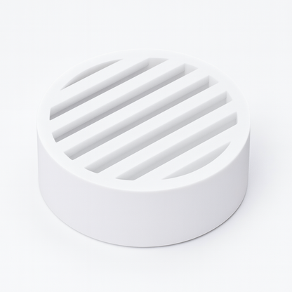 Rejilla de drenaje redonda de PVC de 3" para paisajismo y riego - (Blanca)