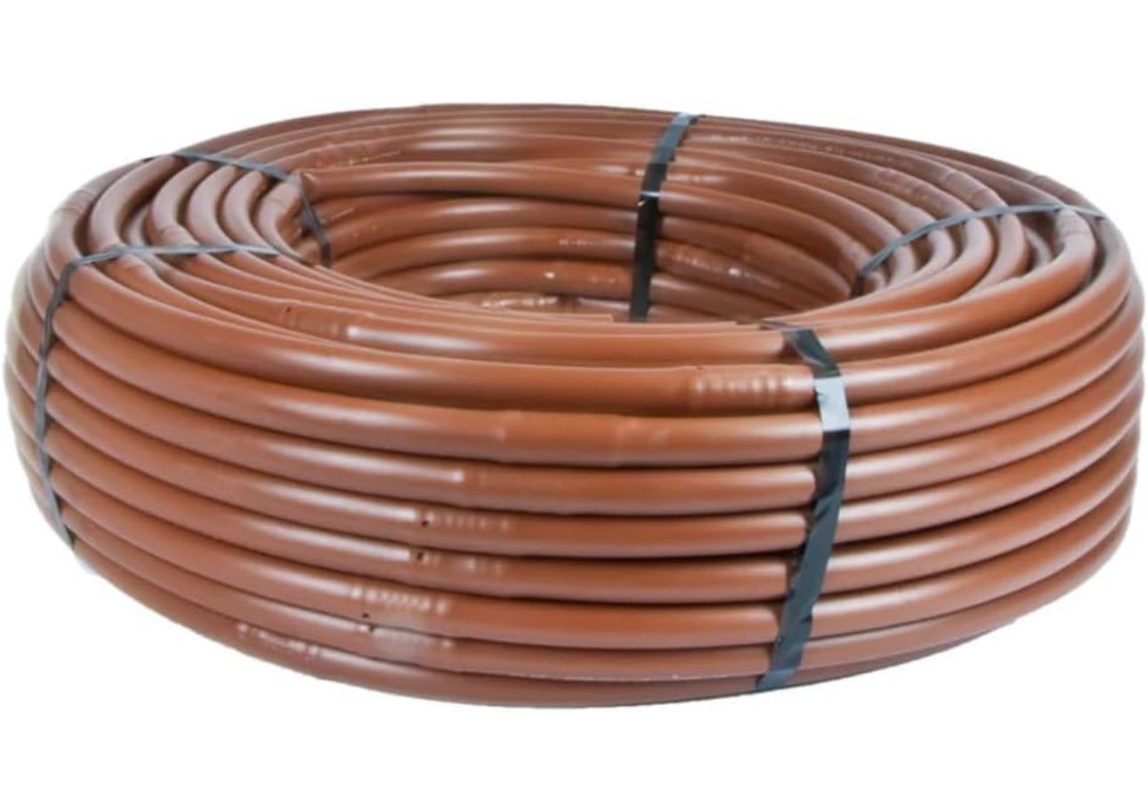 1/2" Pressure Compensating Dripline with Check Valve 1.0 GPH  (17 mm, 12" Spacing, Brown, 100' Coil)