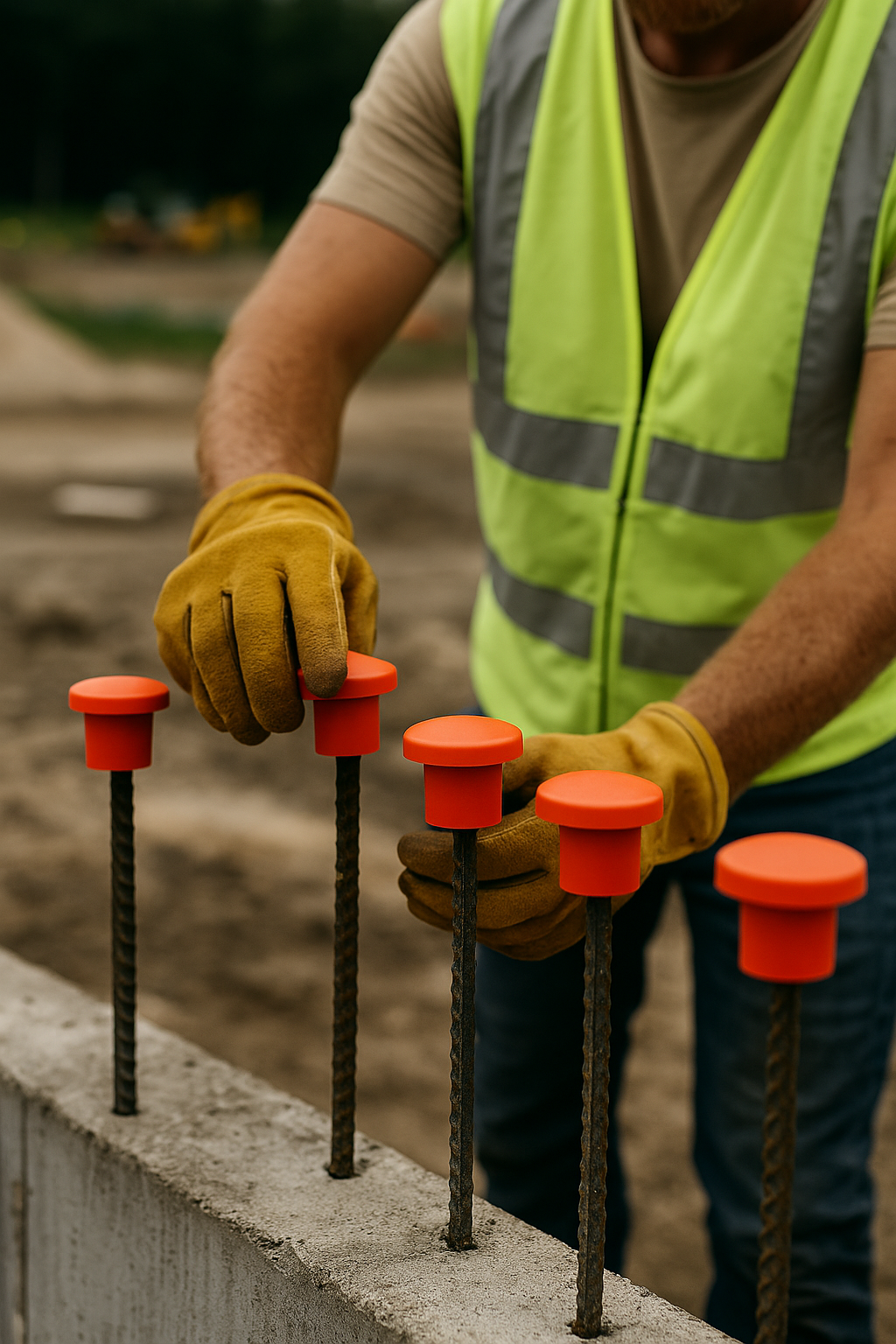 Rebar Safety Caps #3 – Heavy-Duty Orange Protective Caps for Construction Rebar (10 Pack)