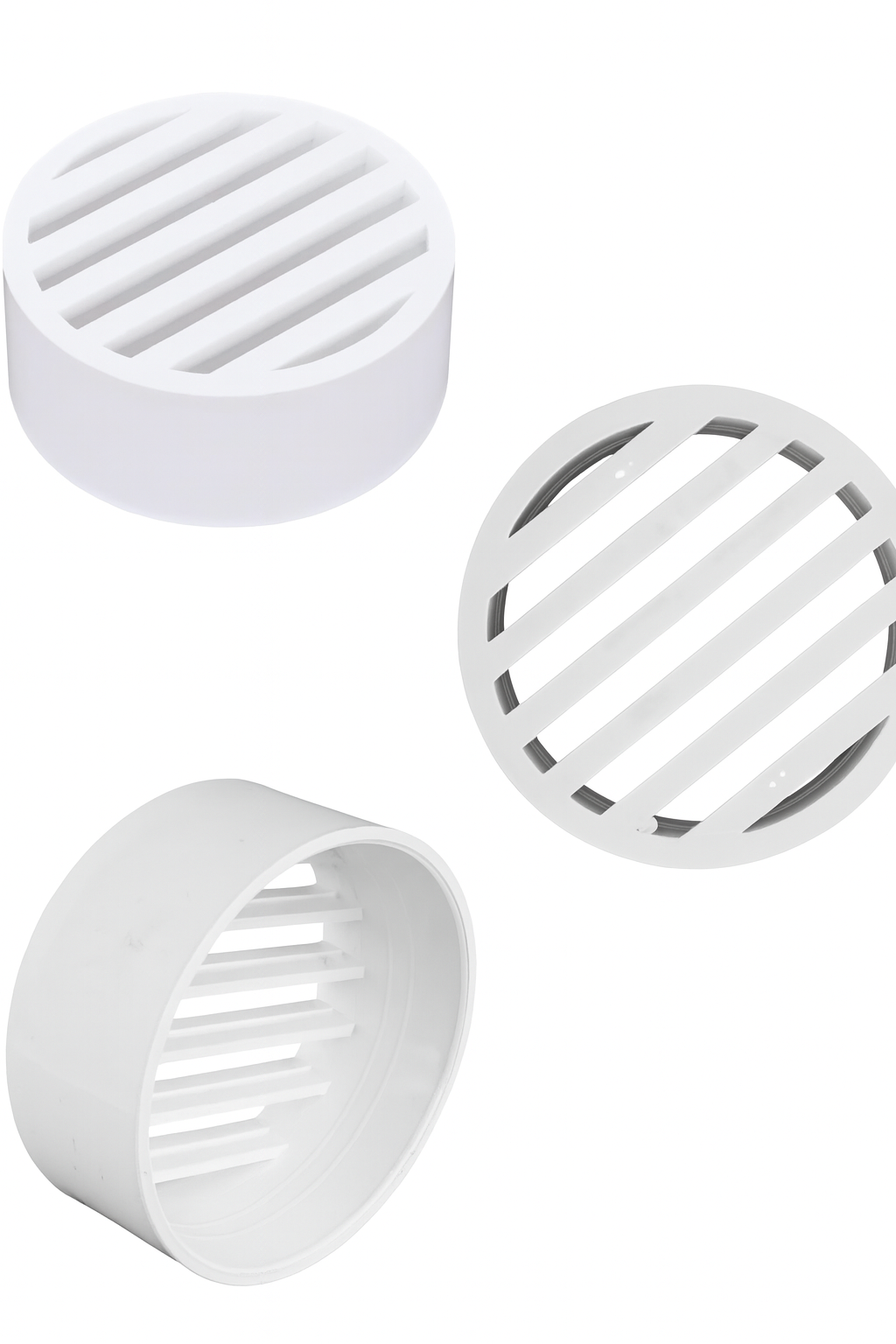 Rejilla de drenaje redonda de PVC de 3" para paisajismo y riego - (Blanca)