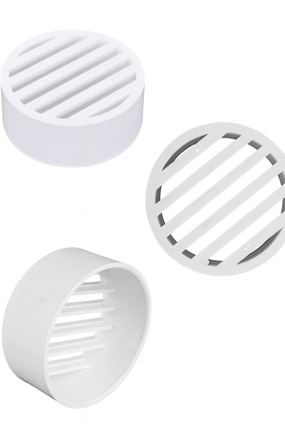 Rejilla de drenaje redonda de PVC de 3" para paisajismo y riego - (Blanca)