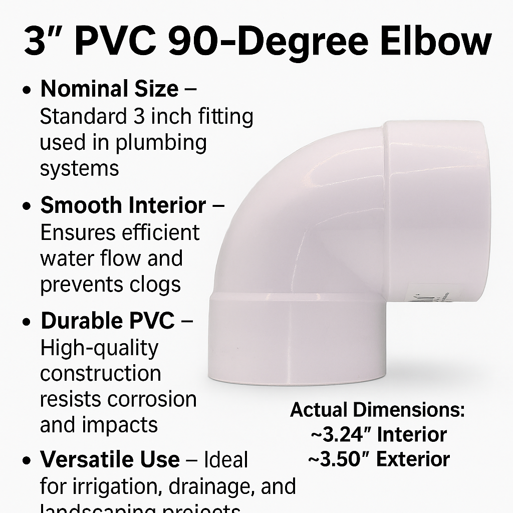 Accesorios de PVC de 3" para fontanería y riego: codos, tes y acoplamientos