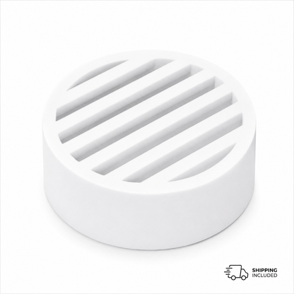 Rejilla de drenaje redonda de PVC de 3" para paisajismo y riego - (Blanca)