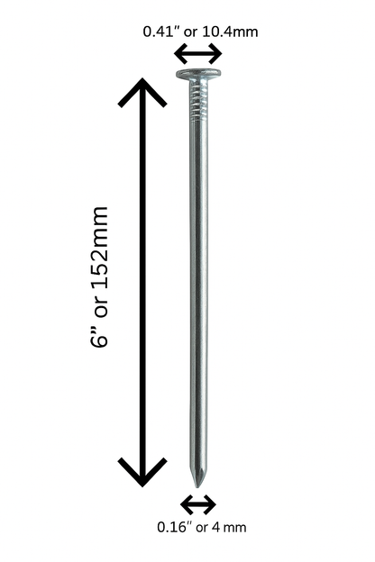 Clavos para césped de 6” galvanizados – Estacas de paisajismo de alta resistencia para césped sintético, césped en rollo y tela para suelo | (Paquete de 70 / 140 / 420 / 1400)