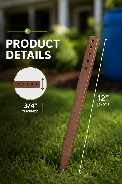 Estacas de plástico de 12" para bordes de jardín – Estacas resistentes para bordes de paisajismo (color teca)