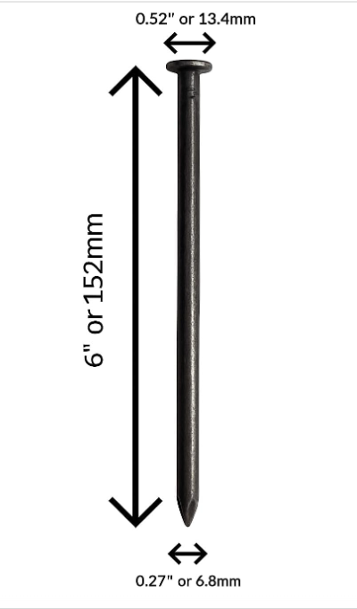 Turf Nails 6” Non-Galvanized – Durable Fasteners and Stakes for Artificial Grass, Landscaping & Ground Cover | (55 / 220 / 550 Pack)