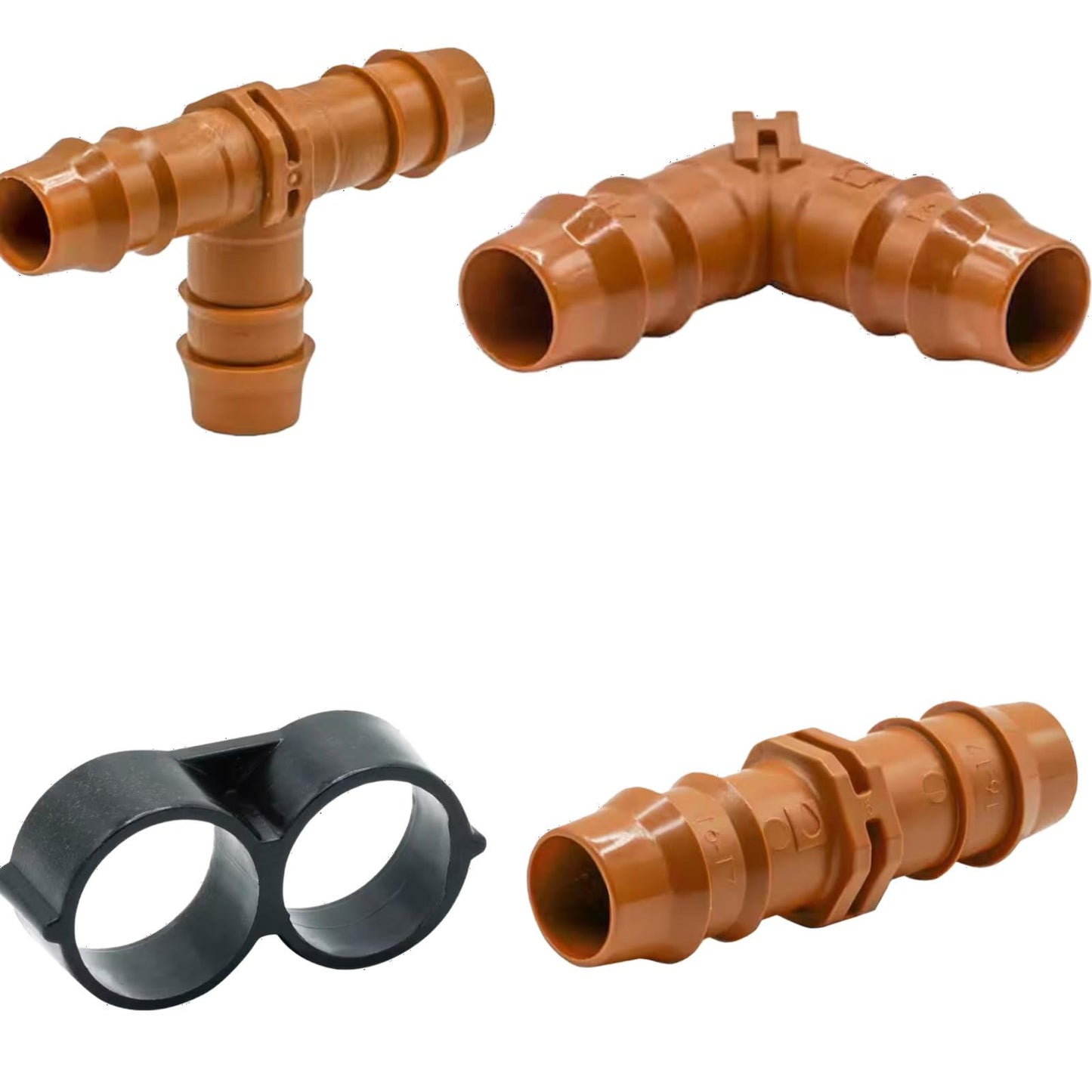 1/2" Watering Kit – Available in 5-Piece or 10-Piece Sets – Couplings, Tees, Elbows & Figure 8 End Caps – Insert Barbed Fittings for Drip Irrigation