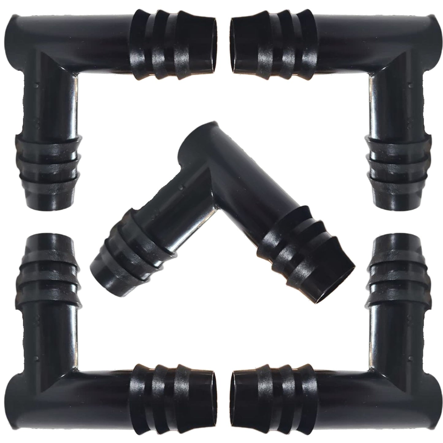 1/2 Inch Barbed Accessory Watering Kit – Available in 5-Piece or 10-Piece Variations – Tees, Elbows, Couplings & Figure 8 End Caps for 0.520-0.630 inch Inner Diameter Irrigation Tubing – Black