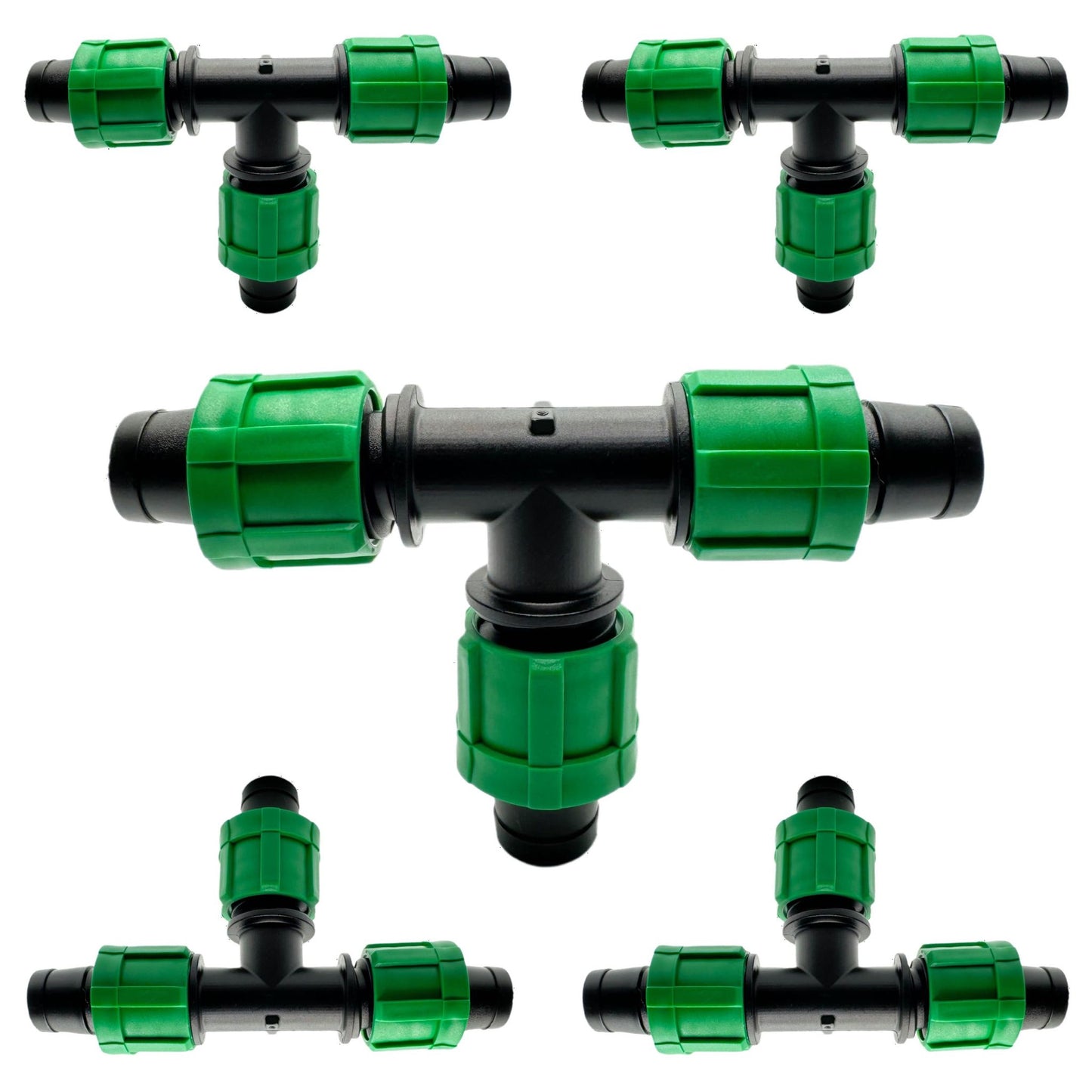 1/2" Drip Irrigation Fittings - Universal Barbed Locking Couplings, Elbows & Tee for 16-17mm Drip Tape & AG Tubing