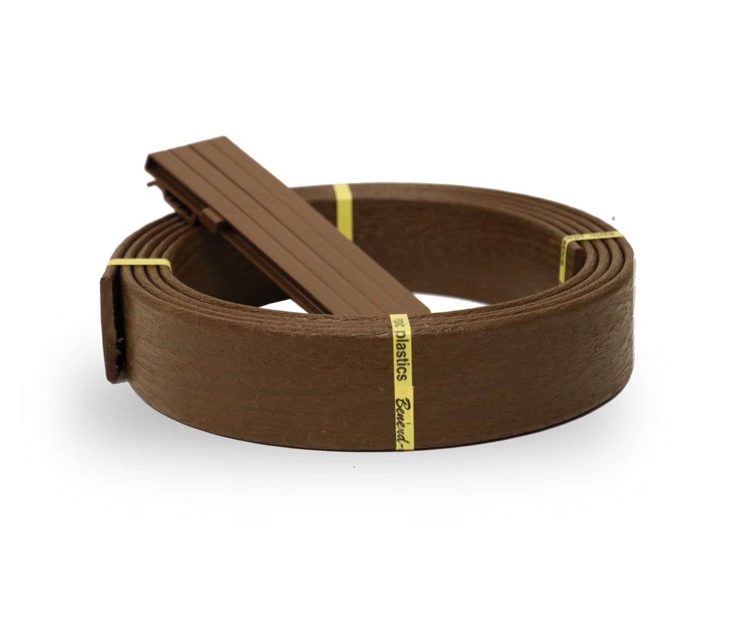 Juego de tablas dobladoras de plástico de 3,3" x 16 pies – Incluye 4 estacas para bordes de jardín y paisajismo (color teca)