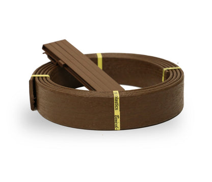 Juego de tablas dobladoras de plástico de 3,3" x 16 pies – Incluye 4 estacas para bordes de jardín y paisajismo (color teca)