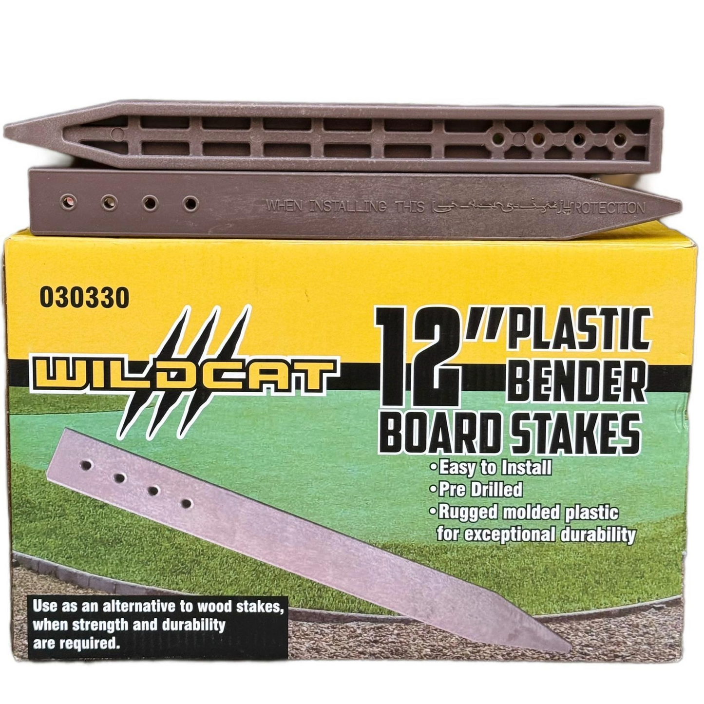 Estacas de plástico de 12" para bordes de jardín – Estacas resistentes para bordes de paisajismo (color teca)