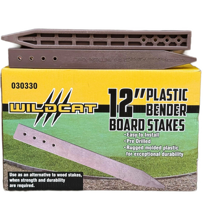 Estacas de plástico de 12" para bordes de jardín – Estacas resistentes para bordes de paisajismo (color teca)