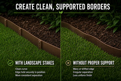 Estacas de plástico de 12" para bordes de jardín – Estacas resistentes para bordes de paisajismo (color teca)